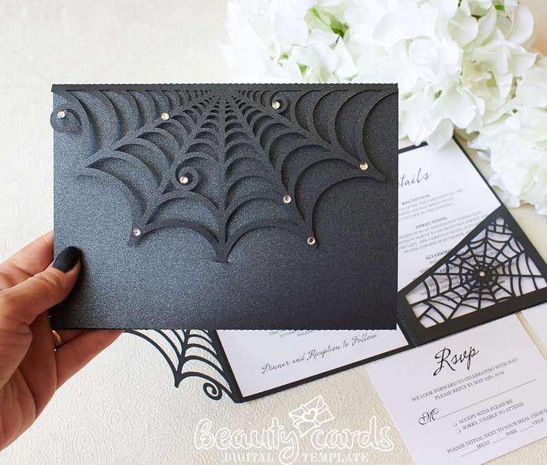 Halloween Wedding Invitation Spider  Template Envelope Etsy