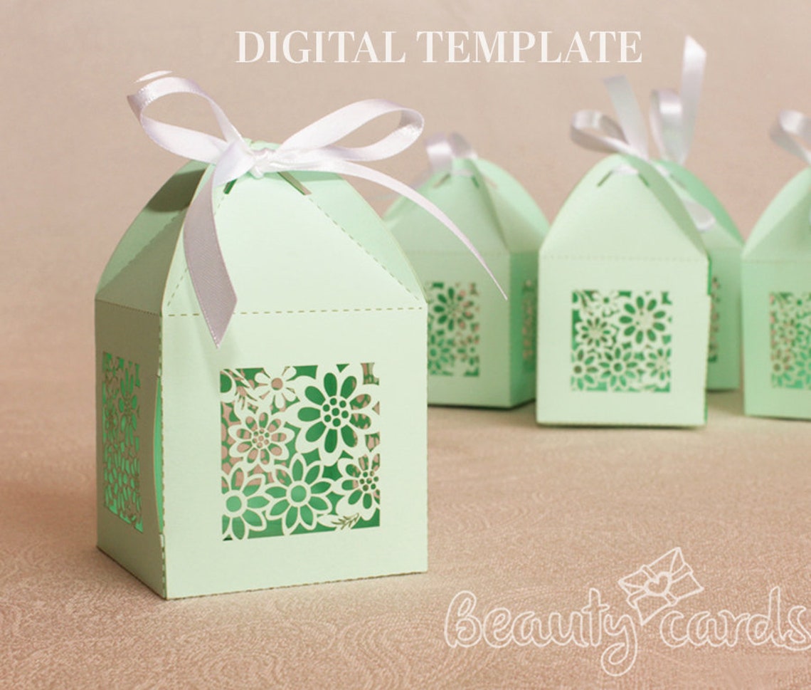SVG Wedding Favor Box Template Laser cutting flowers Candy Etsy