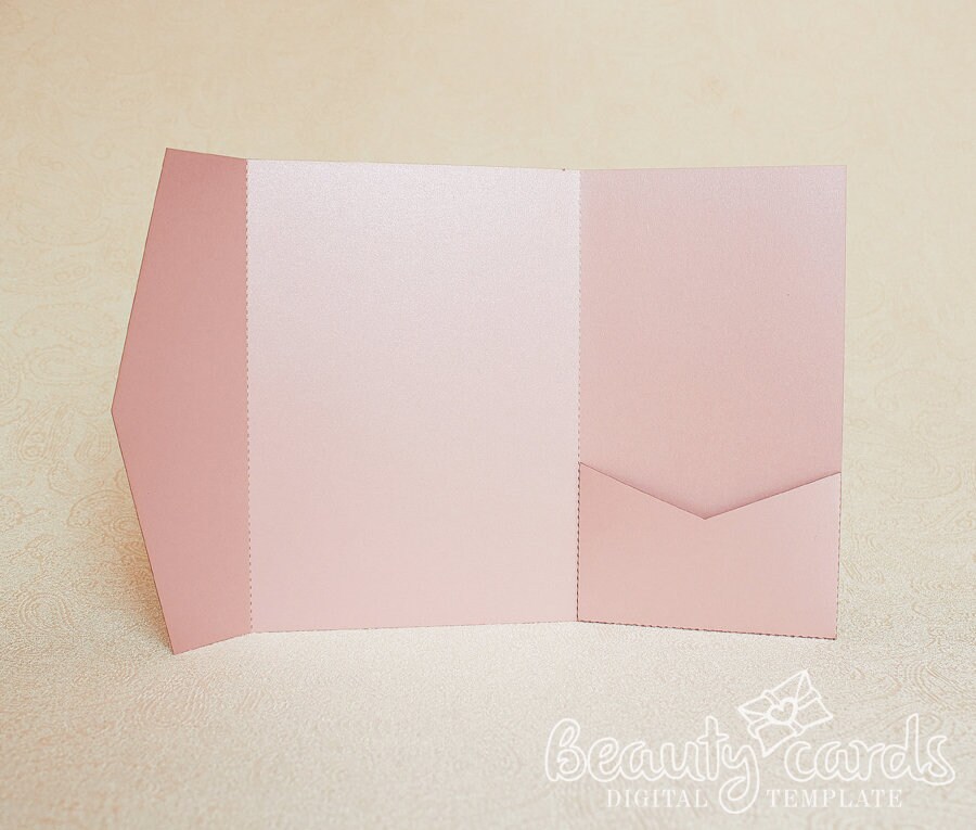 DIY Classic Pocket Wedding Invitation template 5x7 TriFold Etsy