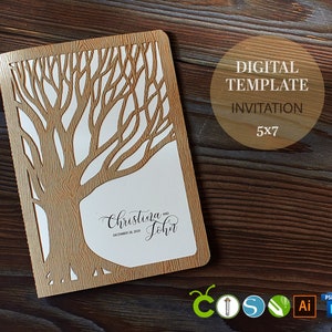 Download Tree Wedding Invitation Template Svg Rsvp Card Laser Cut Etsy