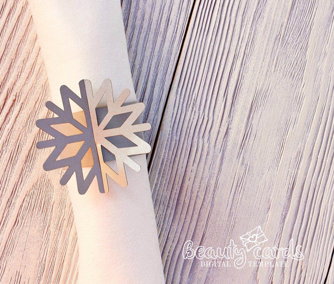 Christmas table decor DIY snowflake napkin ring template file Etsy