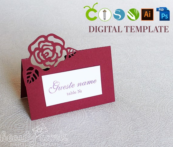 Diy Place Card Wedding Escort Cards Digital Template Flower Etsy