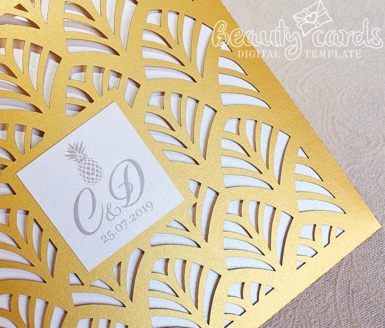 DIY wedding invitation template square 6x6 envelope tropical Etsy