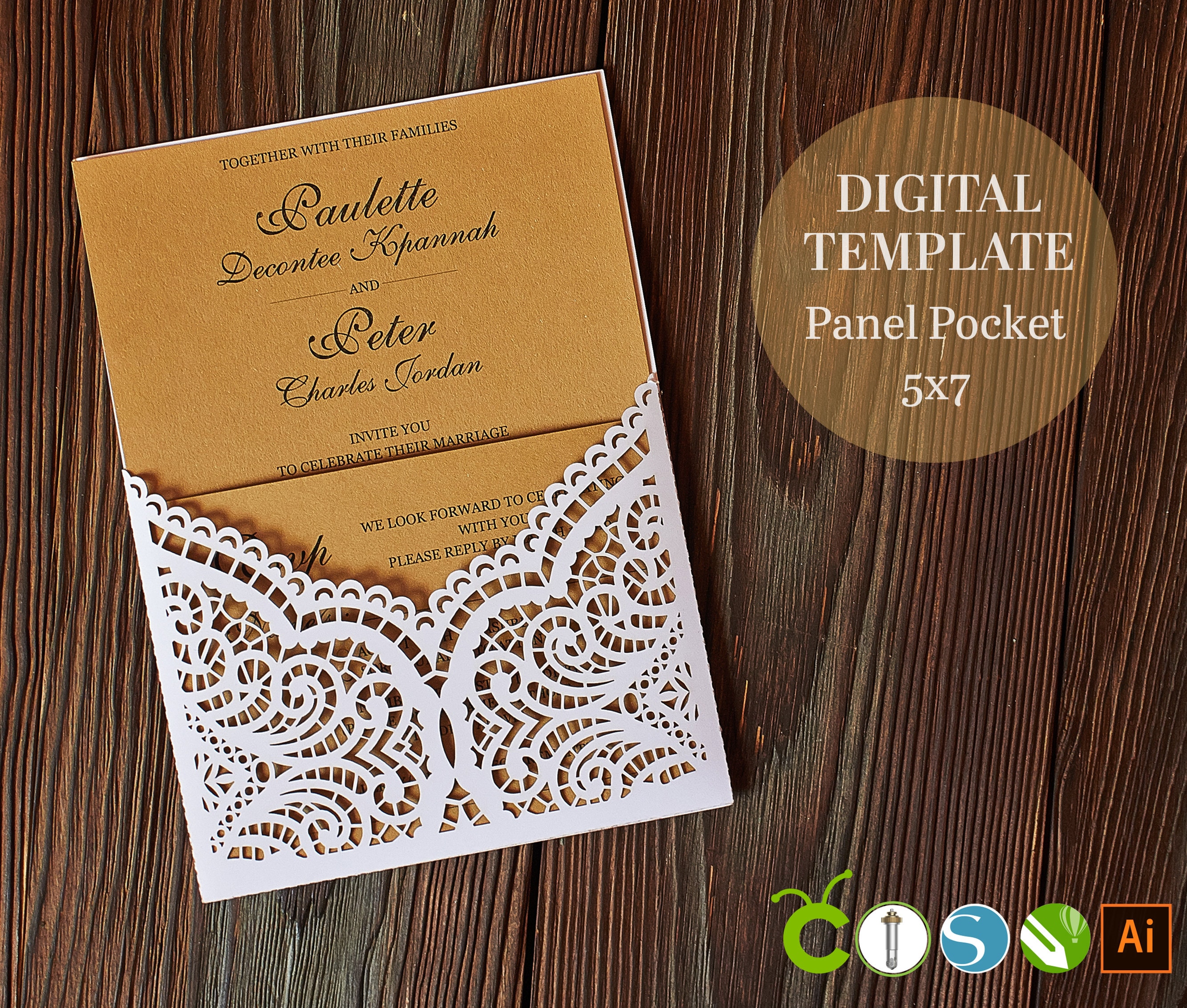 Wedding Invitation Template Cricutlaser Cut Lace Etsy
