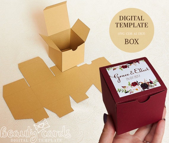 Download Gift box template DIY SVG square box wedding favor box | Etsy