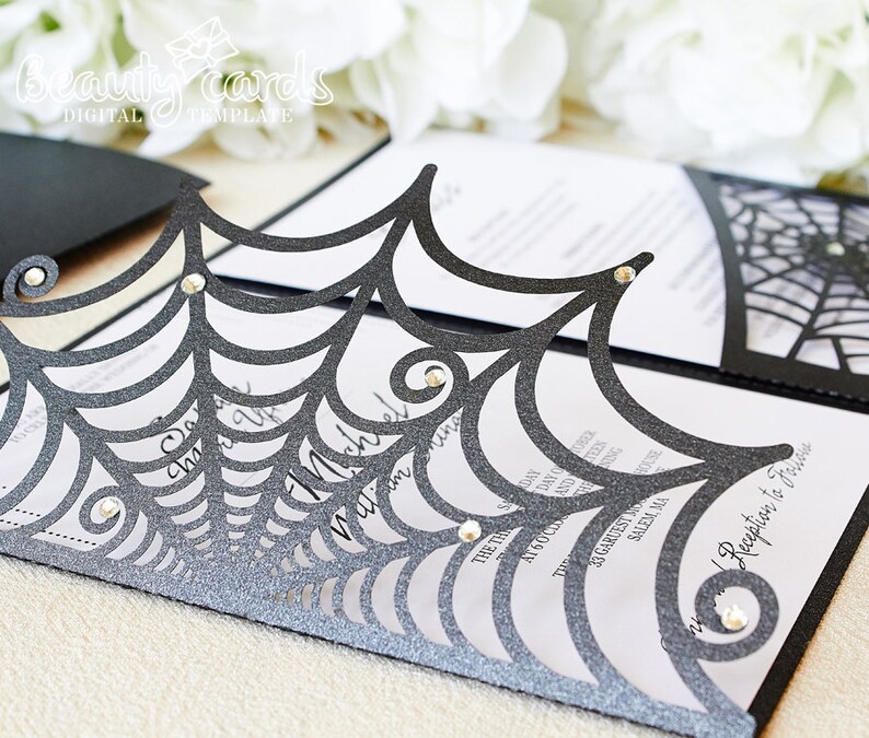 Halloween Wedding Invitation Spider  Template Envelope Etsy