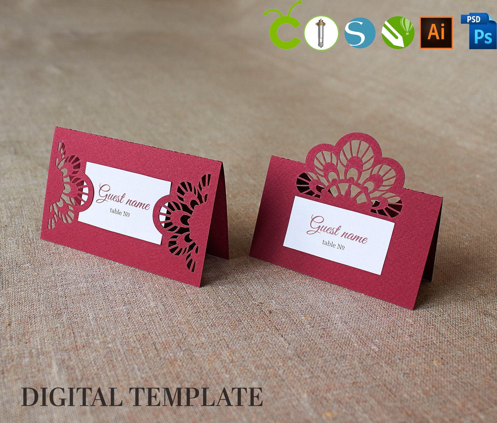 DIY SVG Place card Wedding escort cards digital template Etsy
