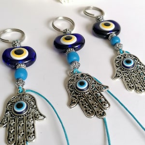 Nevfactory Evil Eye Keychain - Turquoise Elephant With Colorful Beads, Handmade Glass Protection Charm - View #7