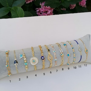 Gold evil eye bracelet, evil eye jewelry, evil eye talisman, greek evil eye bracelet, all seeing eye, turkish bracelet gold, nazar bracelet