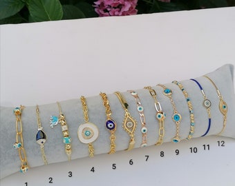 Gold evil eye bracelet, evil eye jewelry, evil eye talisman, greek evil eye bracelet, all seeing eye, turkish bracelet gold, nazar bracelet