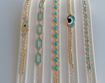 Evil Eye Bracelet Gold, Lucky Bracelet For Women, Greek Evil Eye Bracelet, Gold Tennis Bracelet, Crystal Bracelet, Turkish Jewelry, beaded