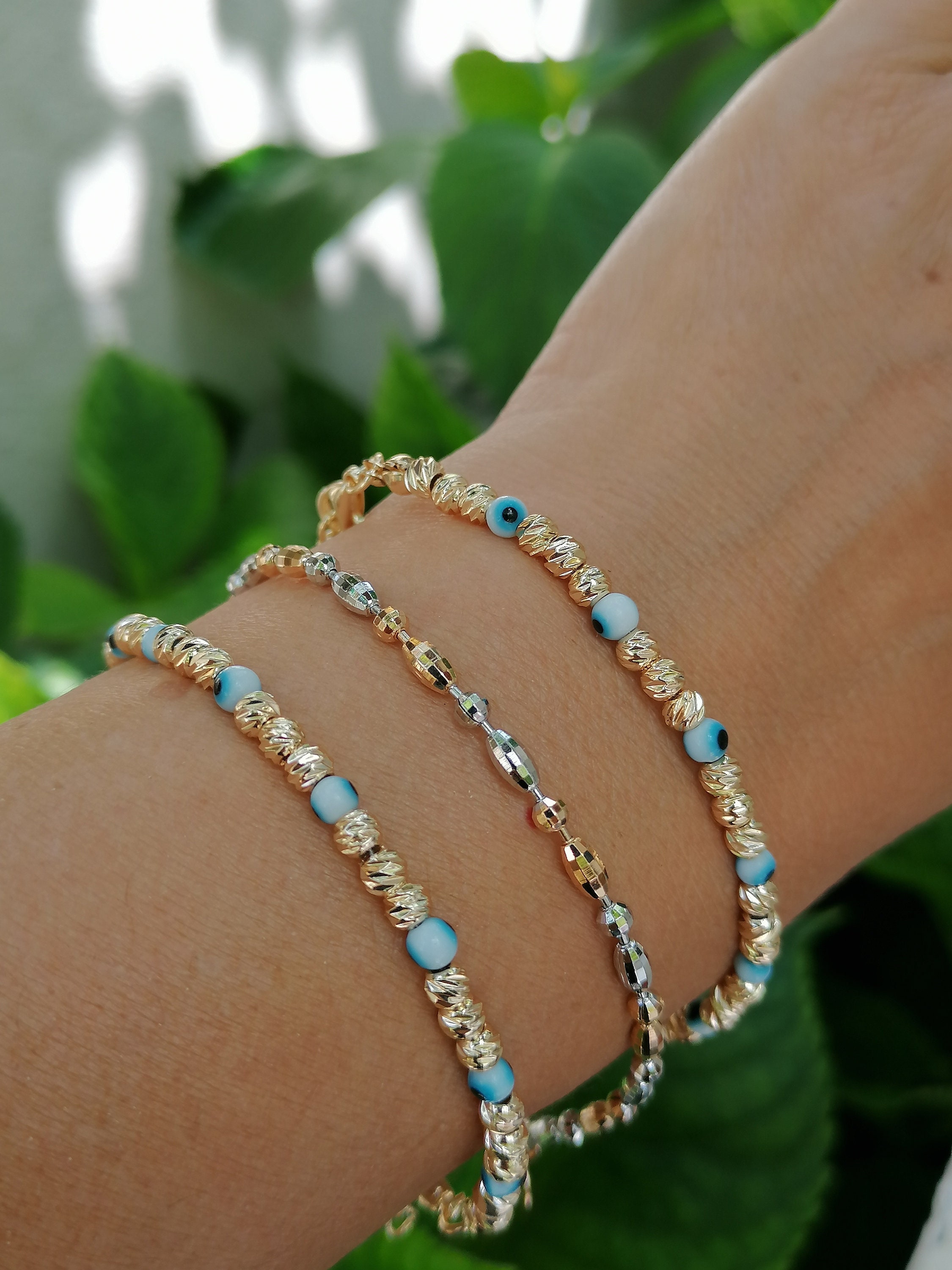 Evil Eye Bracelet Gold Evil Eye Bracelet Evil Eye Bead Tiny Etsy