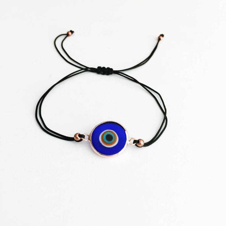 Black String Evil Eye Bracelet Evil Eye Charm Bracelet Rose Etsy