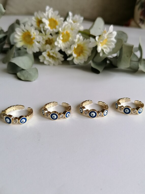 Buy Evil Eye Ring, Zircon Evil Eye Charm Ring, Rose Gold Ring, Adjustable  Ring, Greek Evil Eye Jewelry, Minimalist Ring, Joint Rings, Dainty Rin  Online in India - Etsy