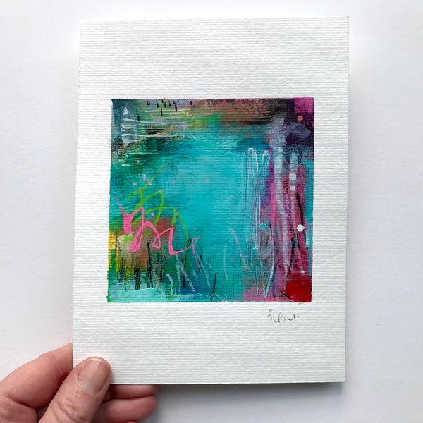 ORIGINAL ABSTRACT PAINTING | 10 x 10cm | Acrylic on Fabriano Paper | by Sarah Foat