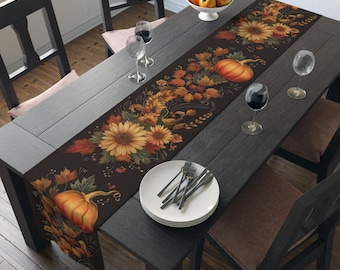 Thanksgiving Table Runner Sunflower Pumpkin Harvest Table Runner Fall Farmhouse Dining Decor Autumn Table Runner Holiday Centerpiece