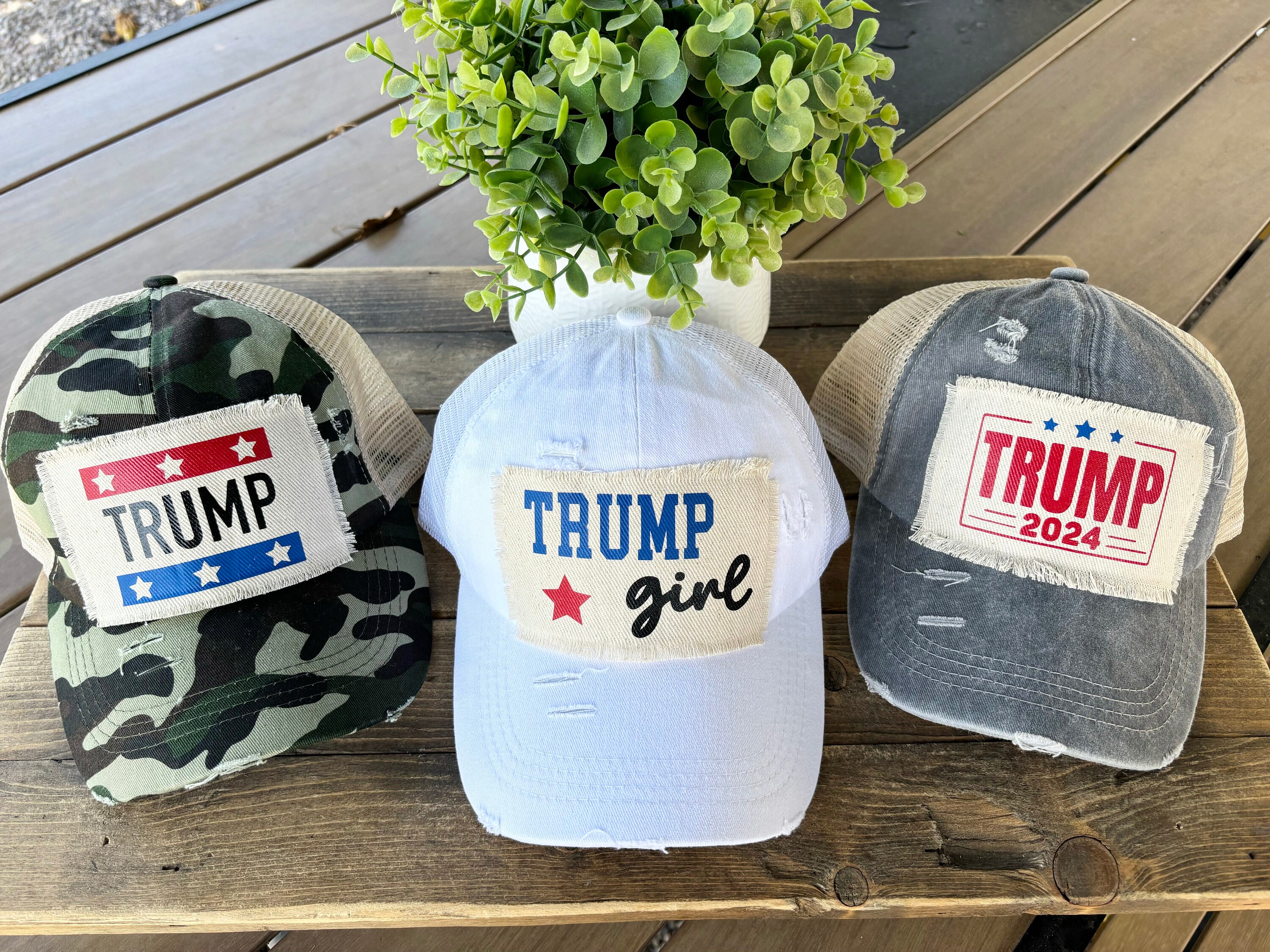 Women’s Leopard Print Distressed Cap with Trump 2024 Patch New Trump 2024 Tattered Patch Hat: Women main image 3