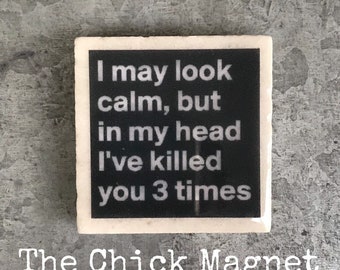 I May Look Calm Magnet, Teacher Magnet, Office Magnet, Work Magnet, Dorm Room Magnet, Locker Magnet, Funny Magnet, Sarcastic