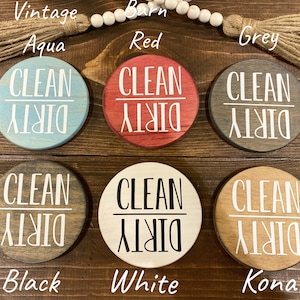 Dishwasher Magnet, Clean Dirty Magnet, Kitchen Decor, Clean Dishes, Dirty Dishes, Magnet, Wood Magnet, Dishwasher Decor, Round Magnet