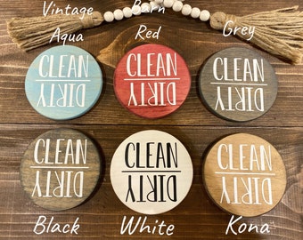 Dishwasher Magnet, Clean Dirty Magnet, Kitchen Decor, Clean Dishes, Dirty Dishes, Magnet, Wood Magnet, Dishwasher Decor, Round Magnet