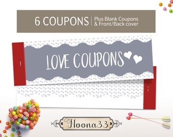 Printable DIY Love Coupon Book, Valentine's Day GIFT for HIM. Anniversary coupons for men, Instant Download, Love coupons
