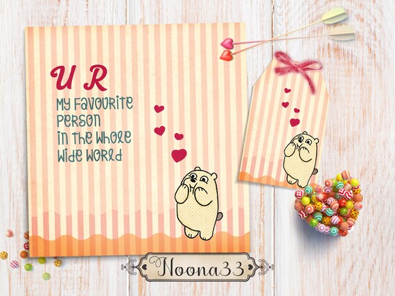 Anniversary Card For Men Women Valentine S Day Him Her Printable Diy Gift With Matching Tags Instant