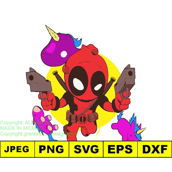 DeadPool Unicornio design 3 - Collection svg dxf eps png jpeg - Svg Files for Silhouette Cameo or Cricut