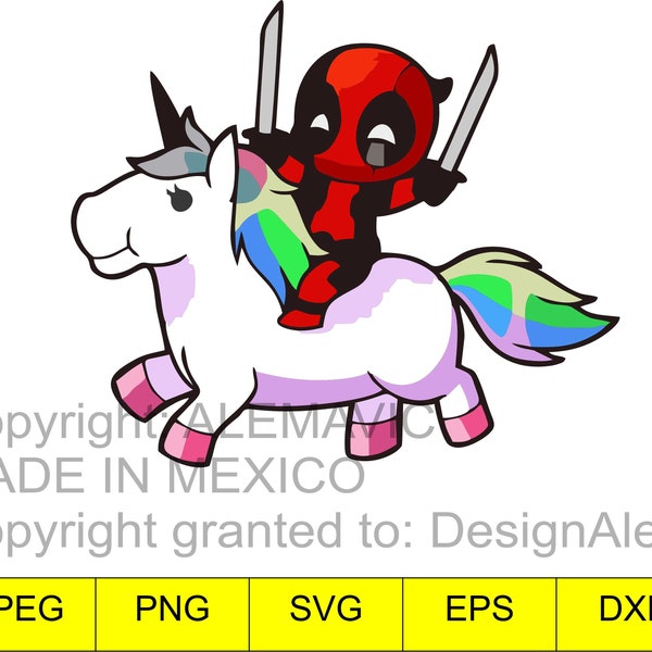 DeadPool Unicornio SVG - Collection svg dxf eps png jpeg - Svg Files for Silhouette Cameo or Cricut