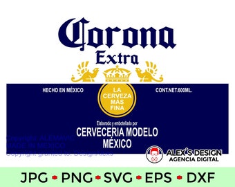 Corona extra Light Beer, Corona extra, Digital File Beer Can Label 600ml SVG for print and cut or htv on a shirt