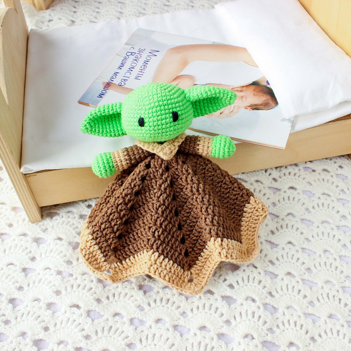 Baby lovey yoda Personalized security blanket Crochet baby Etsy