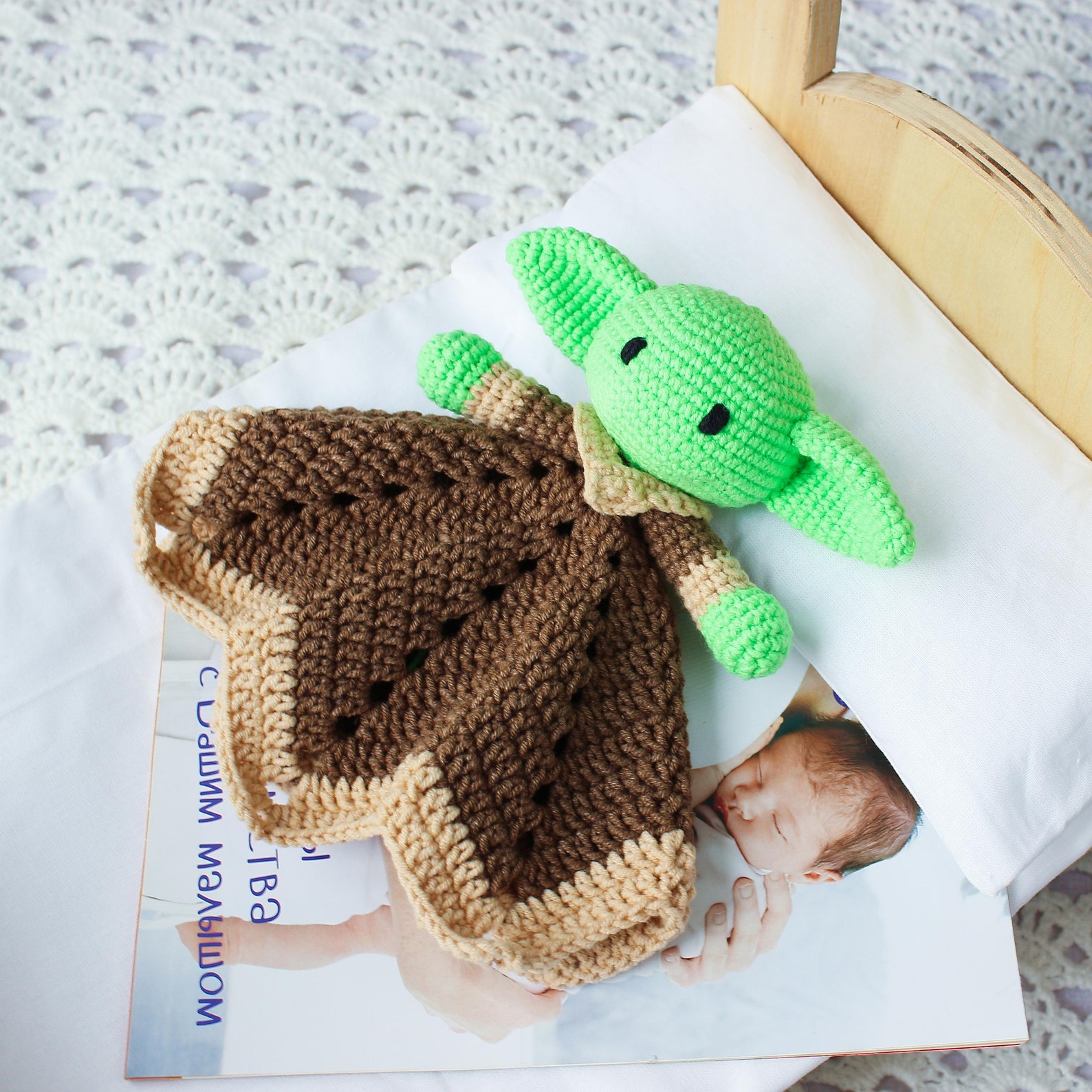 Baby Yoda Lovey Crochet Security Blanket Crochet Security Blanket My