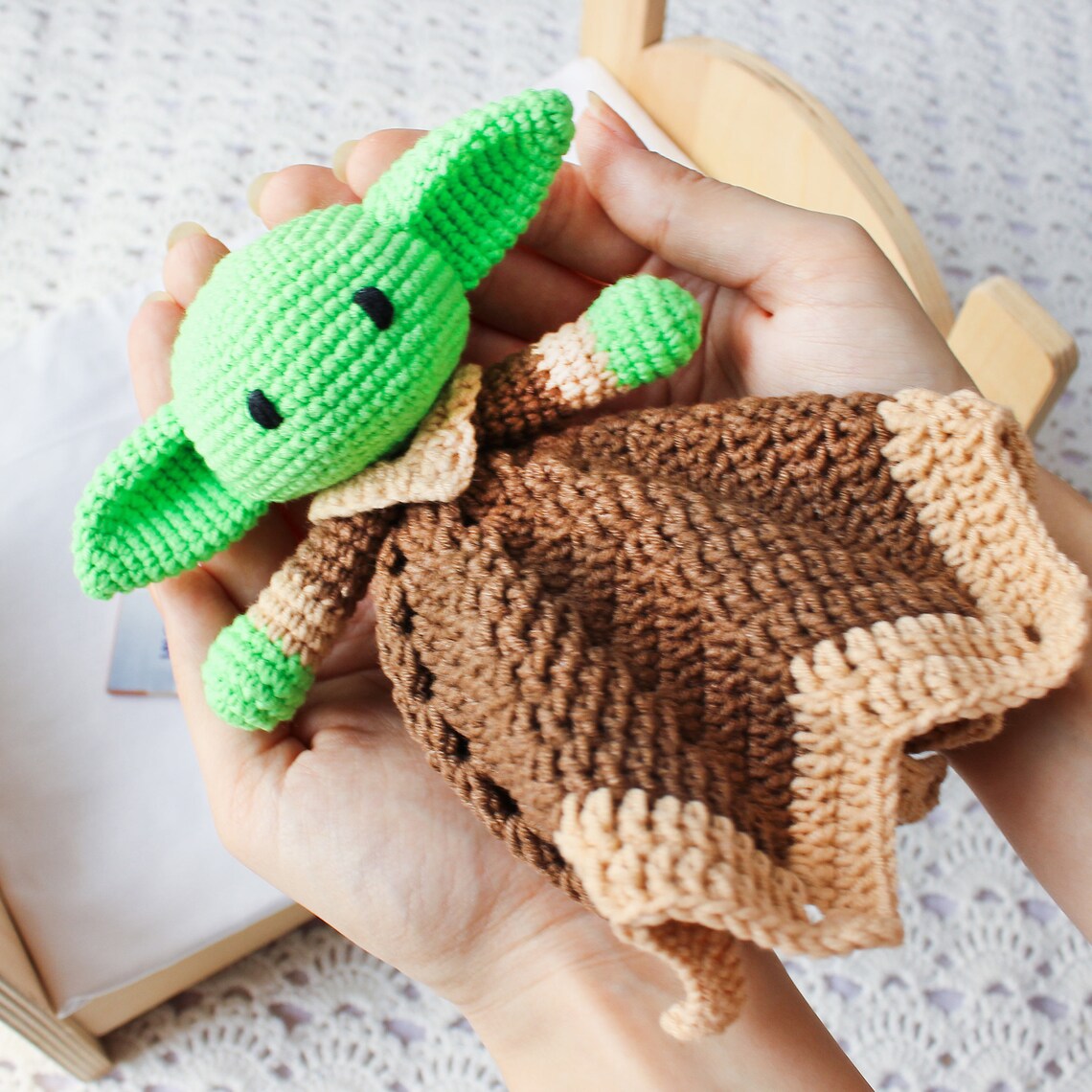 Baby lovey yoda Personalized security blanket Crochet baby Etsy