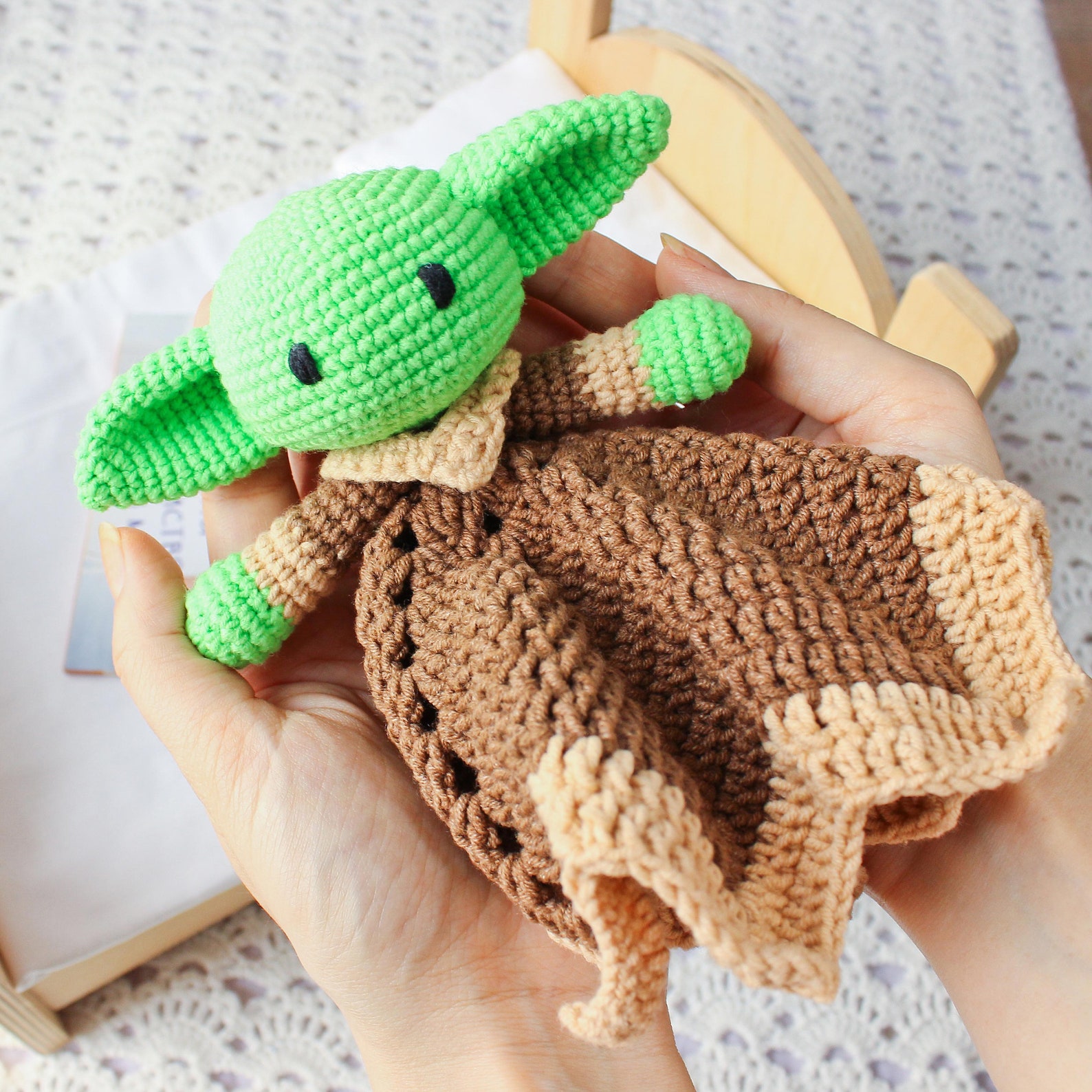 Baby lovey yoda Personalized security blanket Crochet baby Etsy