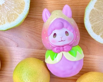 Dollypaca the Strawberry Alpaca Vinyl Art Toy - "Lemonade" Version