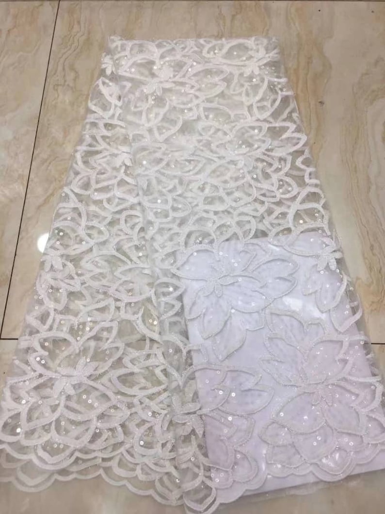 New design embroidered tulle with sequin lace French lace fabric bridal lace for dresses 5 Yards