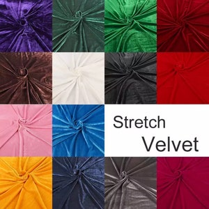 Stretchy Velvet Fabric by The Yard Stretch Fabrics Polyester Spandex for Scrunchies Clothes Costumes Crafts Bows