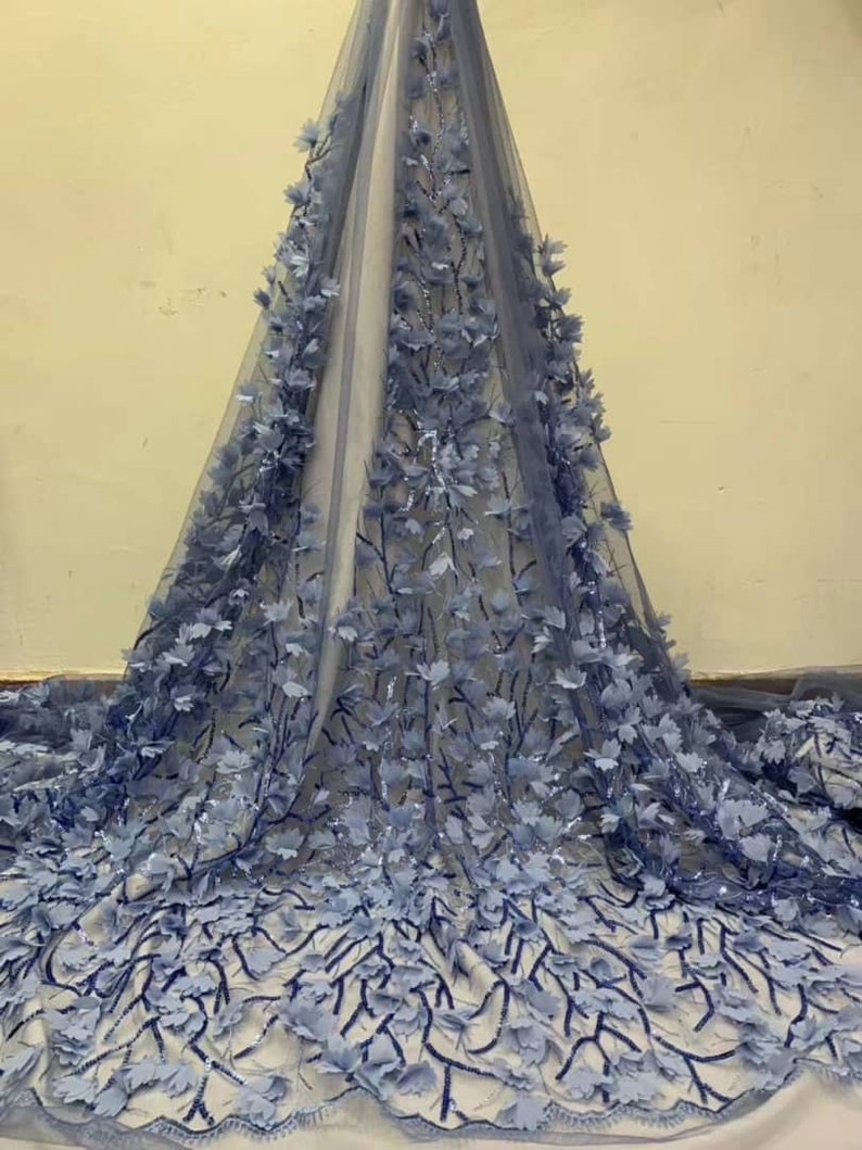 3d Flower Lace Fabric Lace With Sequin Fabric Bridal High Quality Tulle Lace Fabric PartyWedding Embroidery Lace Fabric 5 Yards