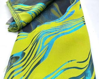 ネオングリーンのブロケード生地：高級オーガンザジャカード（裁縫用） - 5ヤード