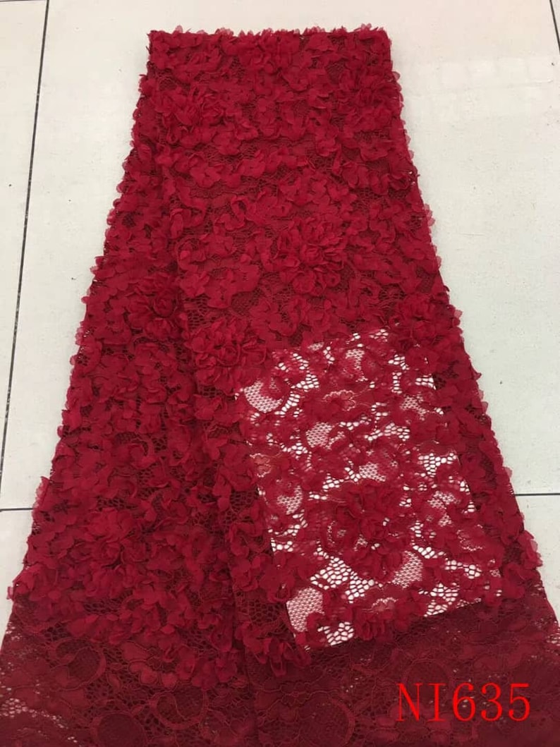 New Design High Quality Lace 3D Flower Fabric Bridal Lace Fabric Tulle French Lace Fabric 5 Yards