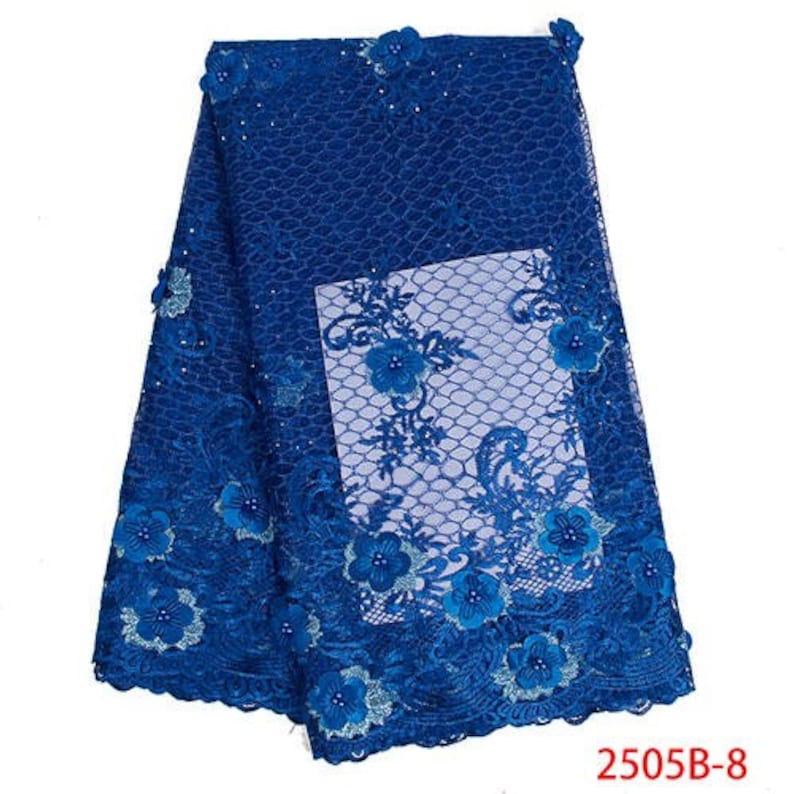 New Design 3D Beaded Tulle Lace Fabric Net Embroided Lace Applique For Wedding Dress 5 Yards