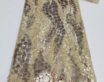 Sequin Embroidered Lace Fabric, French Tulle Net, Dress Fabric (1 Yard)
