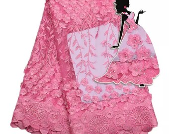 New arrival embroidered net lace fabric for wedding dress french guipure with rhinestone lace fabric