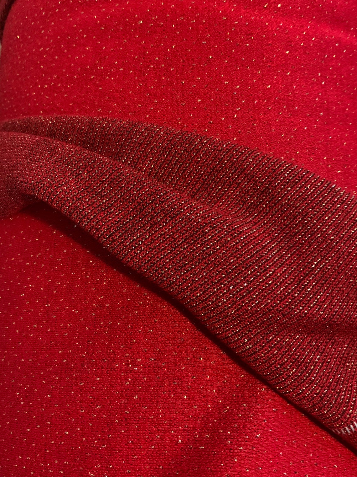 Lurex Knit Fabric in Red and Metallic Gold Stretch Fabric per Etsy
