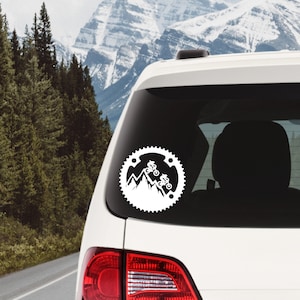 MTB Couple&#39;s Decal | Mountain Bike | Mountains | Car Decal | Transfer Vinyl Sticker | Chain ring | Bicycle | Downhill | XC | Down country