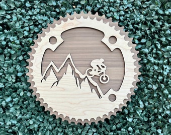 Mountain Bike Natural Wood Wall Hanging | MTB | Home Decor | Office Decor | Personalized Gift | Wall Art | Mountain Sign | Cycling | 3D