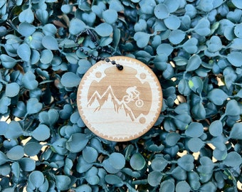 Llavero de madera // Bicicleta de montaña // MTB // Bicicleta // Piñón