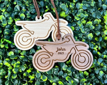 Dirt Bike Wood Natural Ornament | Motocross | MX | Supercross | Personalized Gift | Stocking Tag | Basket Tag