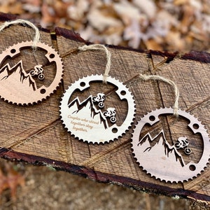 Mountain Bike Natural Wood Ornament MTB XC Downhill Christmas Tree Holidays Stocking Tag Basket Tag Personalized Gift image 4