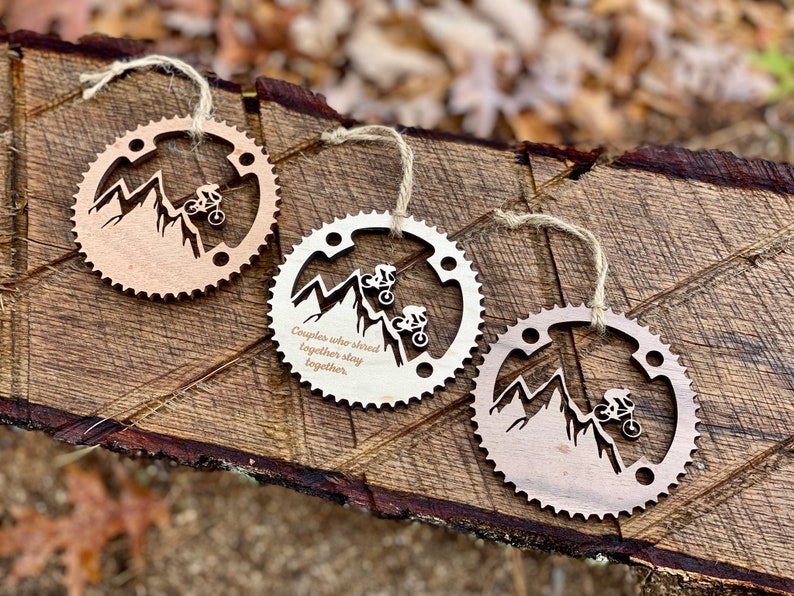 Mountain Bike Natural Wood Ornament MTB XC Downhill Christmas Tree Holidays Stocking Tag Basket Tag Personalized Gift image 4