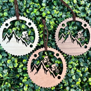 Mountain Bike Natural Wood Ornament MTB XC Downhill Christmas Tree Holidays Stocking Tag Basket Tag Personalized Gift image 7